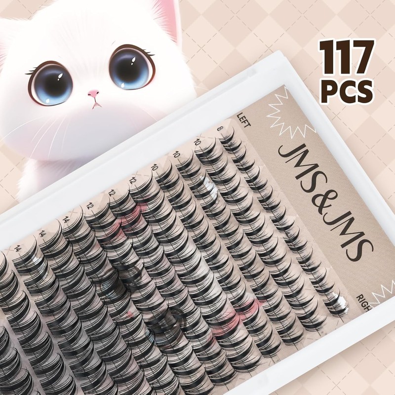 JMS&JMS Bunny Lash Clusters Kit, Anime Eyelash Clusters with Spikes,