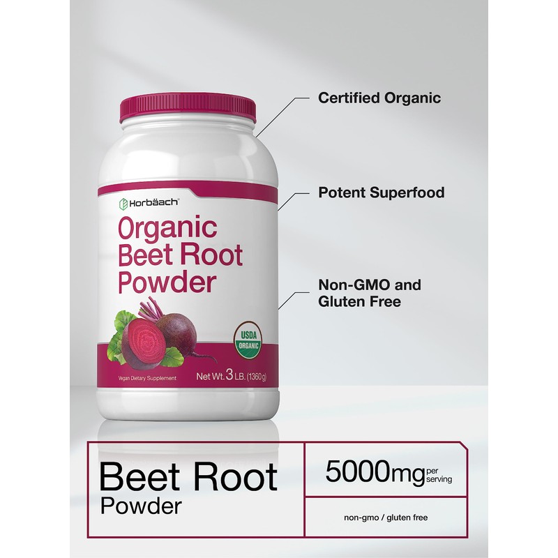 Horbäach Organic Beet Root Powder | 3lb Bulk Supplement |