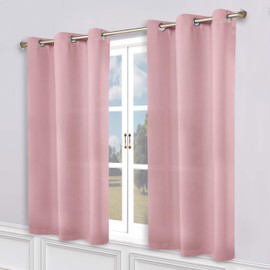 Superior Blackout Curtains, Room Darkening, Bedroom, Drapes, Kitchen, Living Room Window Accents, Sun Blocking, Thermal, 2 Pack, 8 Grommets, Solid Blackout Curtains, Set of 2, 52" x 72", Mauve Chalk
