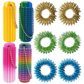 10 Pieces Skills Borderline Hedgehog Ball, Small Hedgehog Ball, Sensory Toy for Adults, Metal Acupressure Ball, ADHD Toy, Spiked Ball Skills, Panic Attack Toys, Fidget Toys for Stress Relief and Focus