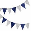 GAKA FAVOR 20 Feet Blue and Silver Triangle Flag Bunting