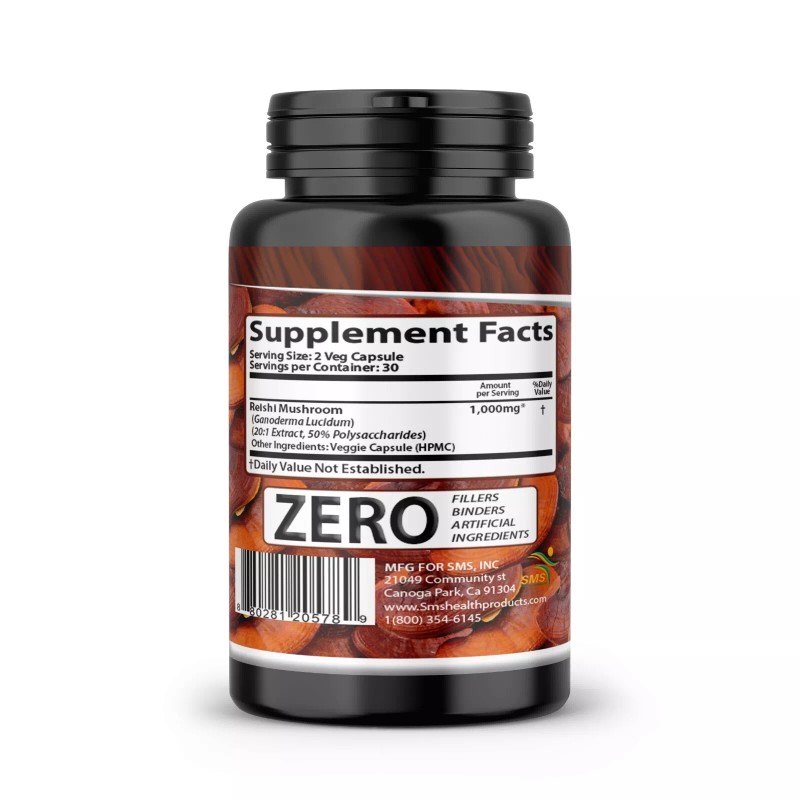 Pure Reishi Mushroom Extract 20:1 Organic Strong Capsules (Ganoderma Lucidum)