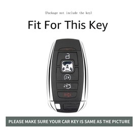 ontto Car key cover fit for Lincoln Continental MKC MKZ Navigator 2017 2018 2019 up handmade Leather key case holder keyring key chain Smart Shell Accessories 5 buttons Blue