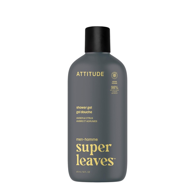 ATTITUDE Shower Gel Body Wash for Men, 98% Natural Origin