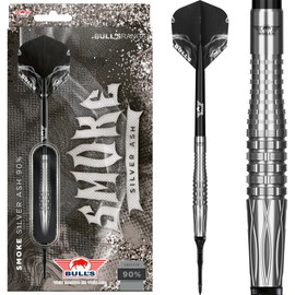 BULL'S Smoke 90% Tungsten Softtip Dart - 20g | Straight Barrel in Silver Ash Design