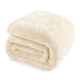 Whale Flotilla Fleece Double Size Blanket for Bed 150x200 CM, Super Plush and Soft 300GSM Blankets for All Season, Fluffy and Lightweight, Light Champagne