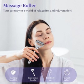 Massage Roller, Handheld Acupuncture Roller, Metal Handheld Acupressure Massager with 100 Trigger Points, Manual Massage Tool for Neck Arm Leg Foot Relief