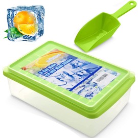 Hohscheid Ice Cube Tray, 55 Grids Ice Tray with Bin, BPA Free Food Grade Ice Trays for Freezer with Lid and Storage Bin for Cocktail KTV Bar Chilled Drinks