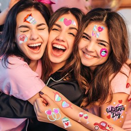 winthrop 240 Pcs Valentines Day Temporary Tattoos, Metallic Foil Bronzing Style, Individually Wrapped Safety Waterproof Tattoos, Best Choice for Classroom Gifts Bag Matching Game, 60 Designs