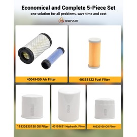 WDPART Filter Kit 6Pcs for LS Tractor MT125 Replace OE#11930535150 40358122 40049450 40195621 40220109 include Oil & Fuel & Air & Hydraulic Oil & Hydrostatic Filter