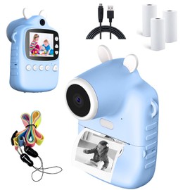 Tzou Tzou Children Instant Camera Mp3 Printing Camera with Print Paper 2.4-Inch Hd Camcorder for Girls Toddler Sky Blue