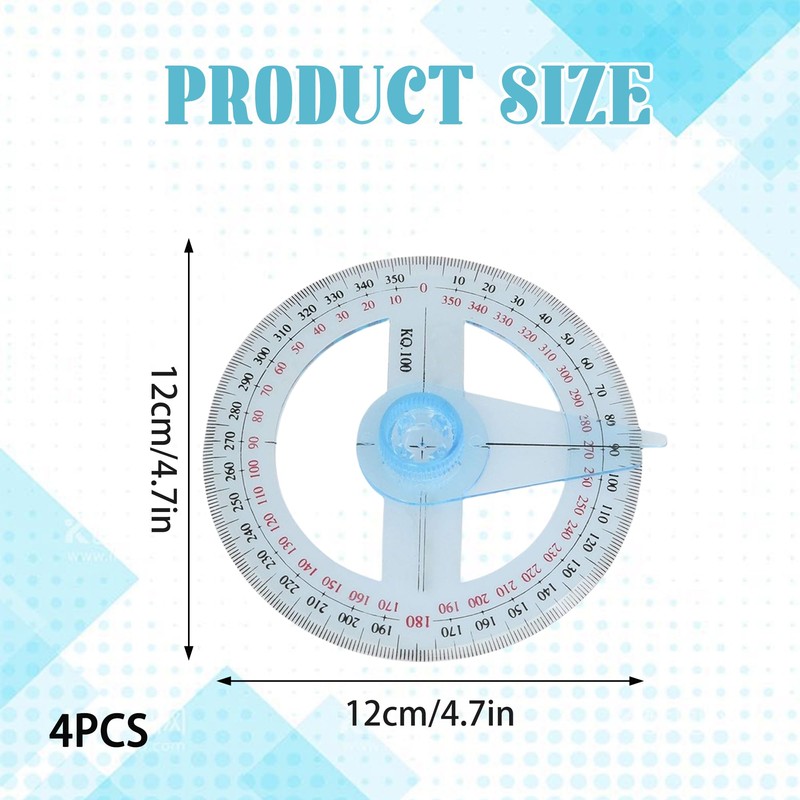 360 Degree Protractor Angle Measure 4Pcs Protractors Circle Protractor 10cm