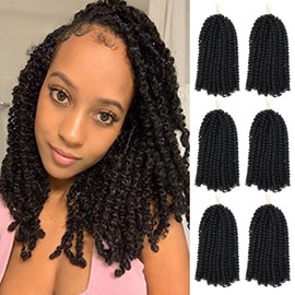 Spring Twist Hair 6 Packs 8inch Fluffy Spring Twist Crochet Hair Passion Twist Crochet Hair Synthetic Braiding Hair Extensions 15 Strands 55g/Pack(8inch, 2)