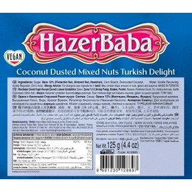 Hazer Baba Turkish Delight Candy, Mixed Nuts & Coconut-Dusted, Gourmet Snack Box, Traditional, Vegan Snack, Turkish Lokum, Sweets, Loukumi, Delicias Turcas, Halal, Kosher, 4.4oz (125g)