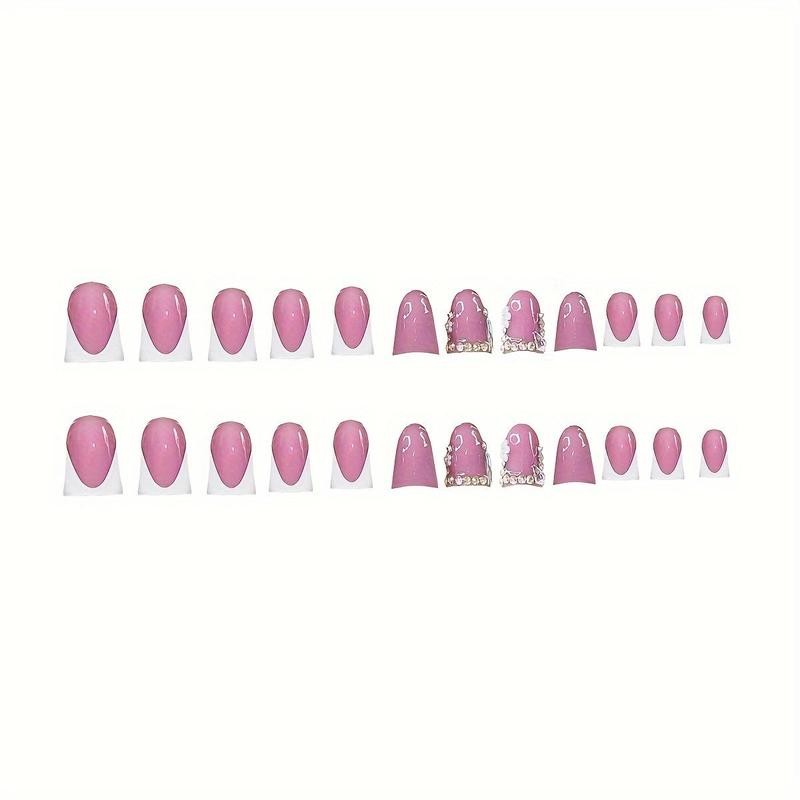 Glossy Fake Toenails & Nails with Nail File & Sticker,