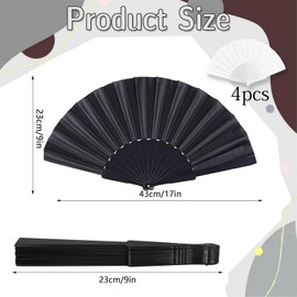 KSVFTB Folding Fan,4-Piece Set Hand Fan Folding,Hand Fans For Women Folding, For Wedding, Silk Fabric Plastic Ribs Handheld Fan,Handheld Fan Per For Mance, Dancing,Home Decoratio