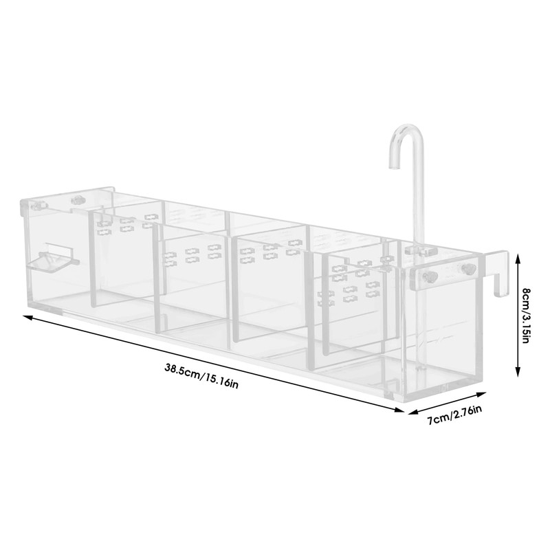 DYNAMI 5 Grids Acrylic Fish Tank Filter Box,External Aquarium Water
