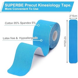 Kinesiology Tape Pre-Cut 20 Strips – 5cm x 5m Elastic Cotton Sports Tape – Pain Relief & Muscle Support – Waterproof & Latex-Free Athletic Therapy Tape (Green)