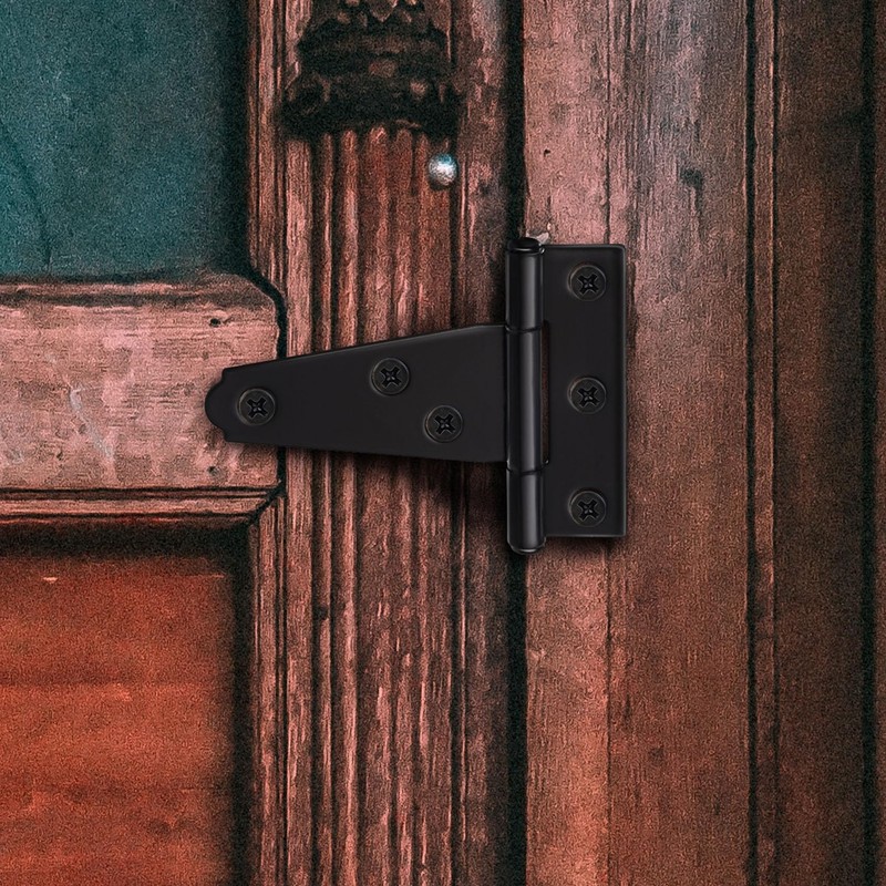 HINZIC 10Pcs 2 Inch Black T-Strap Shed Hinge, Barn Door