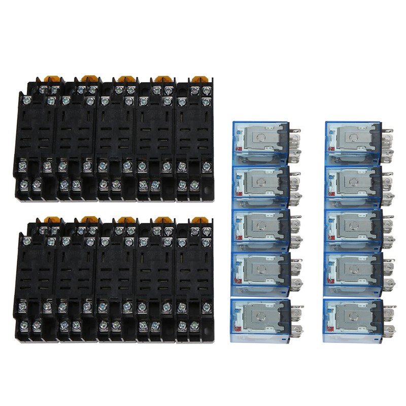 10 Sets 8 Pin Power Relay with Base AC220V Coil