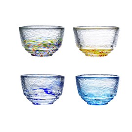 Mozacona 4pcs Glass Colorful Sake Cups Set,Small Wine Cups,Tea Cups Set