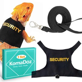 KornaDoz Escape Proof Adjustable Bearded Dragon Leash and Harness Set, Cute Lizard Costume Accessories for Leopard Geckos, Iguanas & Small Pets, Outdoor Walking