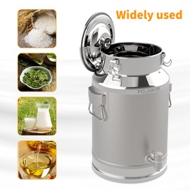 Pojaikob Milk Can - 304 Stainless Steel Milk Can With Sealed Lid - 28L Stainless Steel Milk Can With Faucet - 6.6 Gallon Milk Can Tote Jug With Sealed Lid Heavy Duty for Milk and Wine Liquid Storage