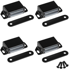 WOOCH Magnetic Door Catch - 30lb High Magnetic Stainless Steel Heavy Duty Catch for Kitchen Bathroom Cupboard Wardrobe Closet Closures Cabinet Door Drawer Latch (2.1 in Black, 4-Pack)