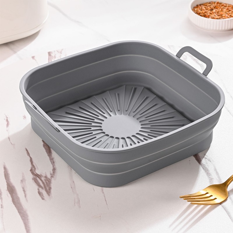2PCS Fryer Silicone Liners 8in Square Odourless Thickened Foldable Fryer
