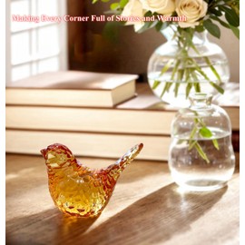 JWT Astyle Amber Bird Figurines - Living Home Decor Accent, Decorative Gifts for Bird Lovers, Transparent Resin Animal Statue Paperweight