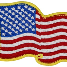 EmbTao US Wavy American USA National Flag Patch Embroidered Badge Biker Applique Fastener Hook and Loop Emblem
