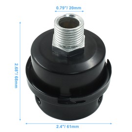 Hordion 2 Pack Air Compressor Silencer, 1/2" Thread Air Compressor Intake Filter Sound Muffler Replacement Parts 20mm for Blowers Generators Exhaust Ports