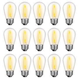 GvvooHome 15 Pack Dimmable LED S14 Replacement Light Bulbs, Waterproof 1W Vintage Edison Bulbs for Outdoor Patio Garden String Lights, E26 Regular Medium Screw Base, 2200K Warm White