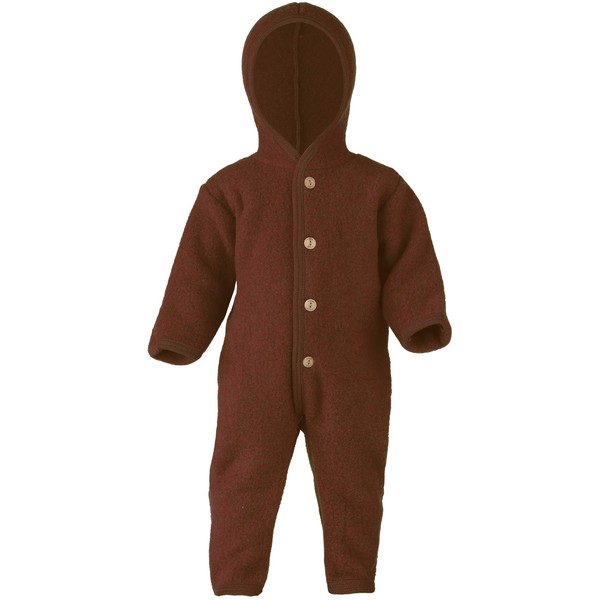 Engel Baby Jumpsuit with Hood, Wool Fleece - Cinnamon Melange,