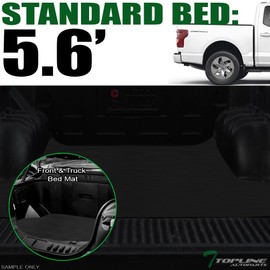 TLAPS 7422443925901 Compatible with 2022-2024 Ford F150 Lightning 5.6 Feet (67.1") Bed Black Rubber Horizontal Line Front + Rear Truck Bed Mat