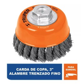 Truper Carda Copa, Alambre Trenzado Fino, 3' Esmeril Truper 14186