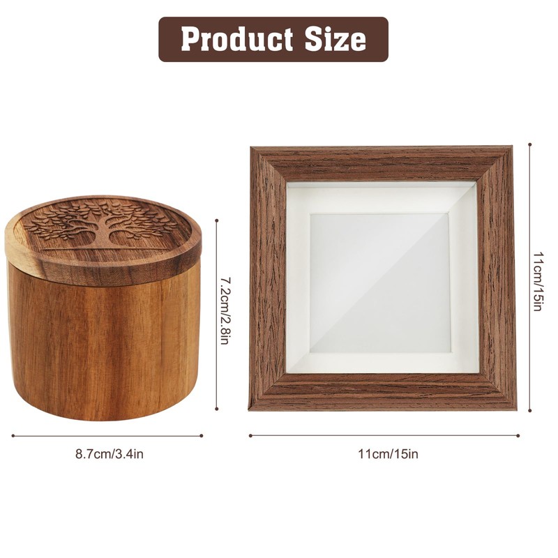 Pet Ashes Box Set, Wooden Round Pets Urn for Dog