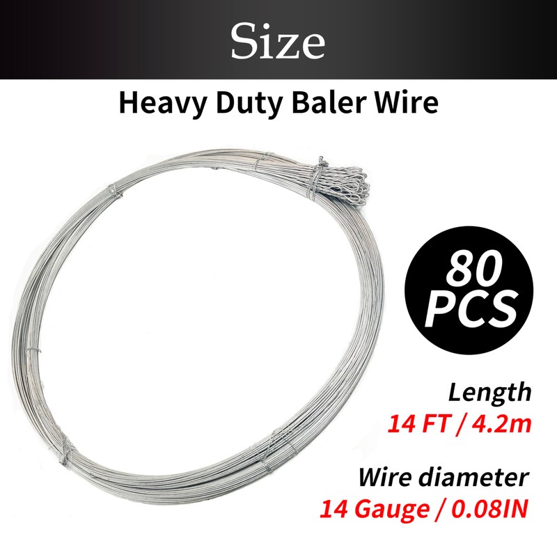 RETON-PPE Baling Wire 14 Gauge 14 Ft 80PCS,Baler Wire Ties