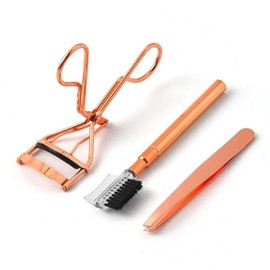 3 Pieces Multifunctional Eyelashes Makeup Tools Set Eyelash Curler Kit include Eyelash Curlers Eyebrow Brush Slanted Eyebrow Tweezers Eye Lashes Beauty Makeup Tools Accessories For Women