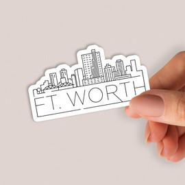 Squiddy Fort Worth Texas City Skyline - Vinyl Sticker Decal for Phone, Laptop, Water Bottle (3" Wide)