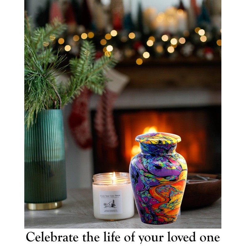 Modern Print Keepsake Urn - Colorful Mini Cremation Urn for