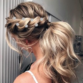 QIUTIMIY Pearl,Rhinestone Crystal Twisters Spiral Set Hair Pin Silver Coil for Wedding, Bridal, Prom, Party and Special Occasion with Clear Container (diamond)