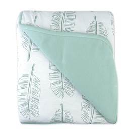 HonestBaby Light Weight Reversible Quilted Blanket, Jumbo Leaf Sage, One Size