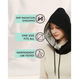 Radia Smart® EMF Protection Hood, Faraday Hat, 5G Blocking, RF Shielding, WiFi Shield, Brain Coat, Black