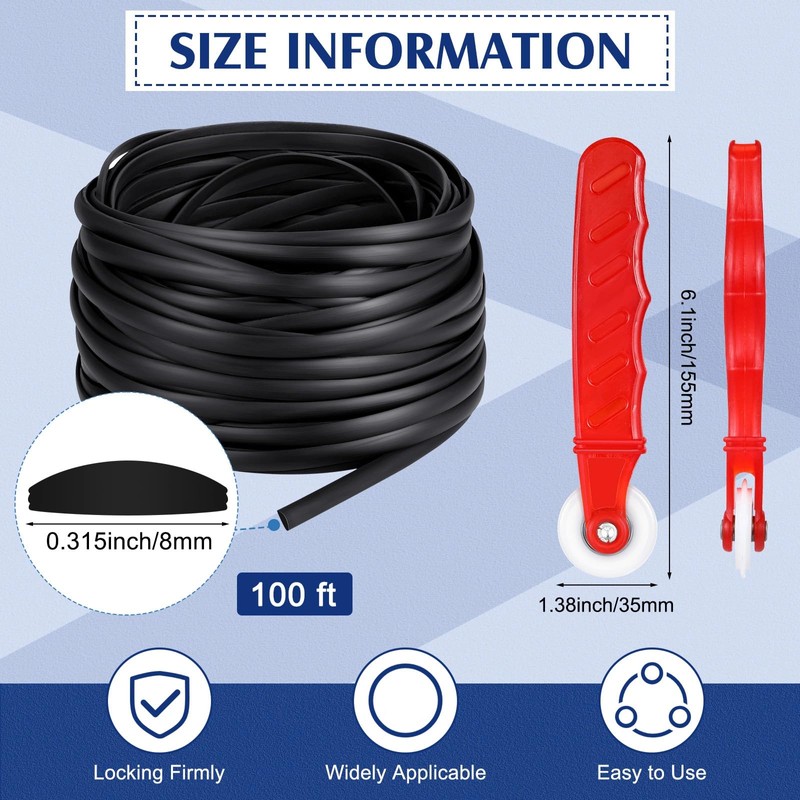 LEIFIDE Flat Screen Spline 0.315 Width Vinyl Window Screen Spline