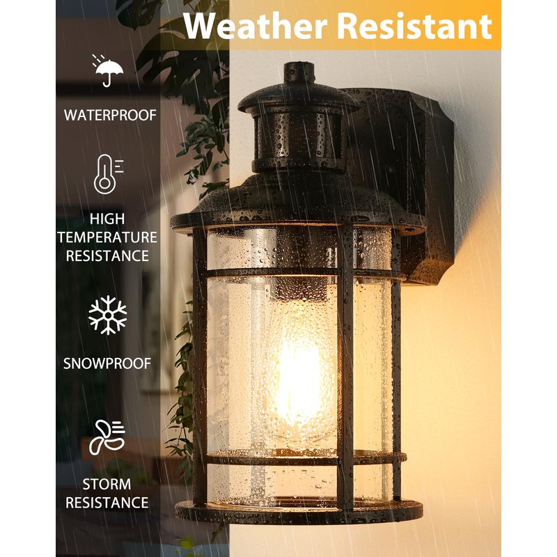 2 Pack Porch Lights with GFCI Outlet, Dusk to Dawn