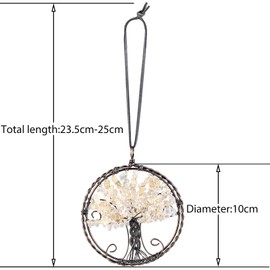 Nupuyai Crystal Tree of Life Hanging Decoration, Handmade Wire Wrap Crystal Wall Hanging Ornament for Living Room, Balcony, Garden, Car, Window Decoration, Citrine Stone