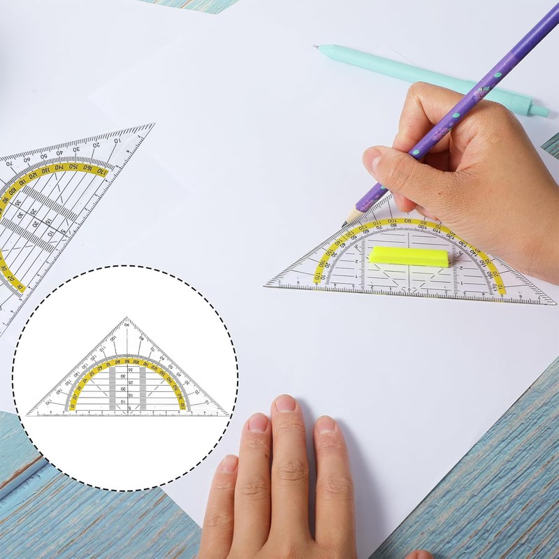 16 Piece Geometry Triangle Ruler Set, 15.7 cm Set Square
