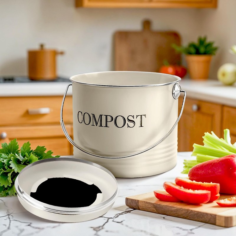 Plexon Countertop Compost Bin Kitchen, Kitchen Compost Bin 1.3 Gallon,