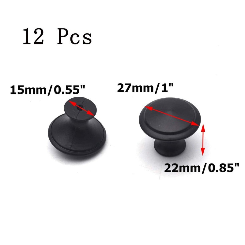 Antrader Flat Black Cabinet Hardware Round Knob with Mounting Screws